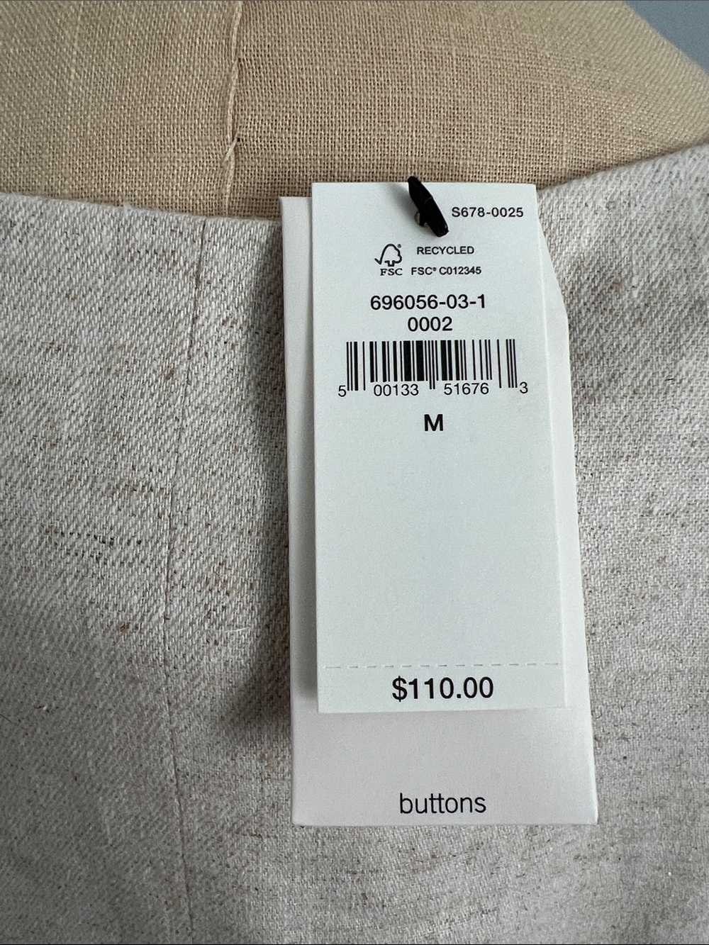 Banana Republic Natural Beige Linen-Blend Button Vest - Picture 3 of 3